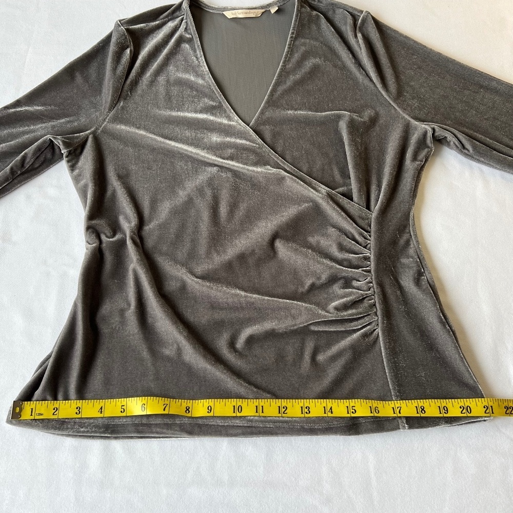 *FIRM PRICE* Soft Surroundings Alyssa Velvet Crossover Ruched Top - Picture 7 of 11
